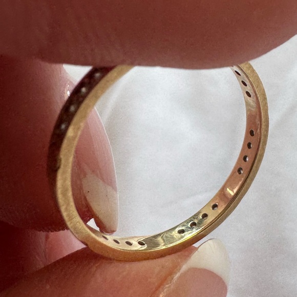 14k Yellow Gold Pave Screw Band - Picture 6 of 15